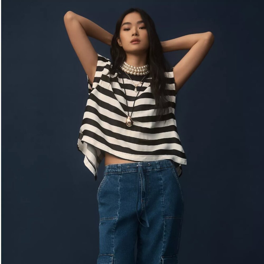 Anthropologie Maeve Batwing Button-Back Tee 2X